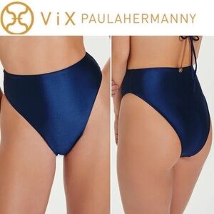 ViX Paula Hermanny Firenze Gigi Solid High Waist Navy Bikini Bottom L 98$